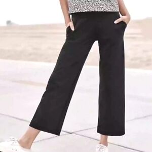 J.Jill Love Linen Wide Leg Crop Pants Size Large Petite Color Garment Dyed Black